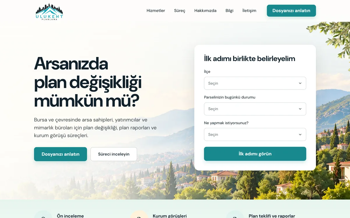 Ulukent Planlama — Bursa’da Şehir Planlama Bürosu: Site, İlk Adım Kartı ve Rehber Yazılar